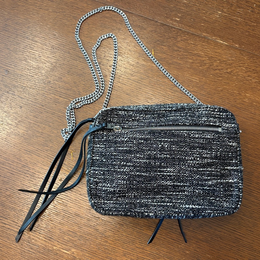 All Saints Fleur de Lis tweed Crossbody Bag